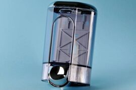 Flüssigseifendispenser - 1.1 Liter - chrom / transparent